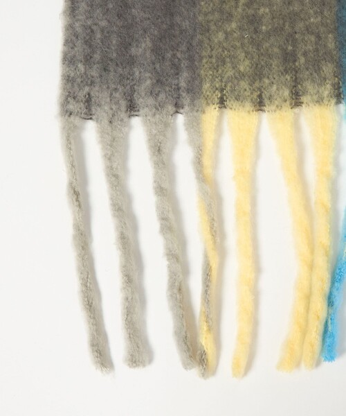 CITEN(シテン)の「<CITEN>カラフルチェックストール(マフラー・レディース・ライトブルー/オレンジ・FREE)」の10枚目の写真