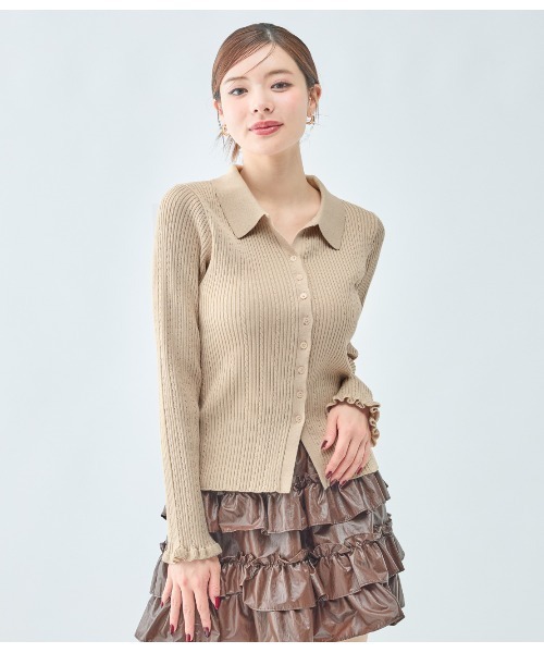 PEACH JOHN（ピーチジョン）の「スキッパーニットトップス（カーディガン/ボレロ・レディース・チャコール/レッド/アイボリー・ONE SIZE）」の6枚目の写真