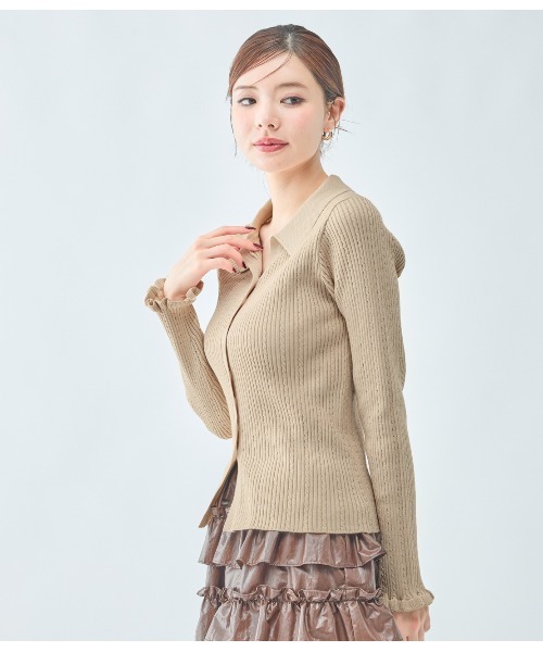 PEACH JOHN（ピーチジョン）の「スキッパーニットトップス（カーディガン/ボレロ・レディース・チャコール/レッド/アイボリー・ONE SIZE）」の7枚目の写真