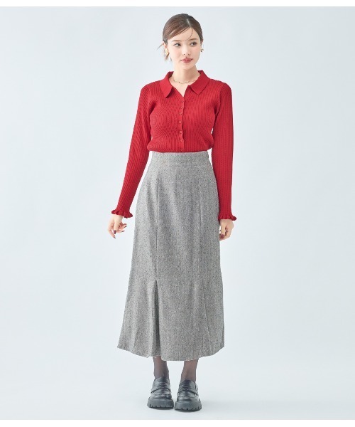 PEACH JOHN（ピーチジョン）の「スキッパーニットトップス（カーディガン/ボレロ・レディース・チャコール/レッド/アイボリー・ONE SIZE）」の15枚目の写真