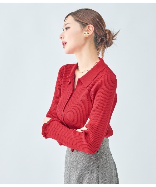 PEACH JOHN（ピーチジョン）の「スキッパーニットトップス（カーディガン/ボレロ・レディース・チャコール/レッド/アイボリー・ONE SIZE）」の17枚目の写真