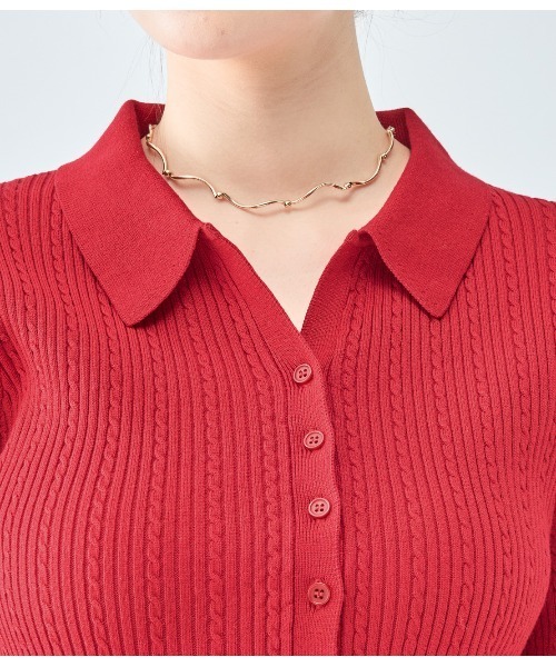 PEACH JOHN（ピーチジョン）の「スキッパーニットトップス（カーディガン/ボレロ・レディース・チャコール/レッド/アイボリー・ONE SIZE）」の20枚目の写真