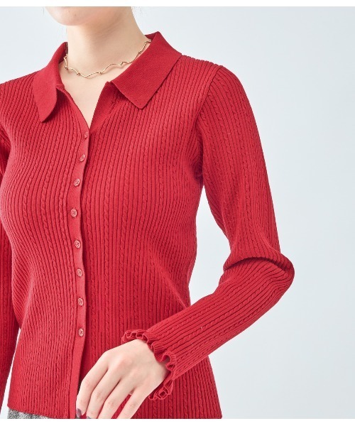 PEACH JOHN（ピーチジョン）の「スキッパーニットトップス（カーディガン/ボレロ・レディース・チャコール/レッド/アイボリー・ONE SIZE）」の21枚目の写真