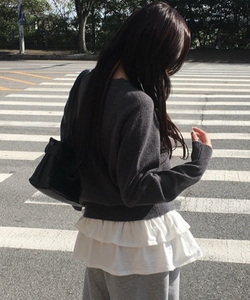 anyonemore（エニワンモア）の「ボタンシンプルラウンドニットカーディガン（カーディガン/ボレロ・レディース・チャコール・SMALL/MEDIUM/LARGE）」の13枚目の写真