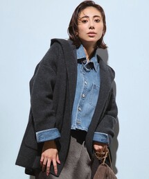 洗える】ミニブークレニット バイカラー ジャケット（カーディガン