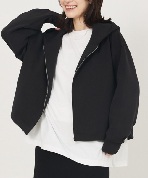 abahouse mavie(アバハウスマヴィ)の「シルキーダンボールフーディー(パーカー・レディース・アイボリー/チャコールグレー/スミクロ・フリー)」の3枚目の写真