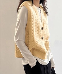 NOAH イエロー カーディガン S コレクションVネックニットカーディガン【ライトイエロー】