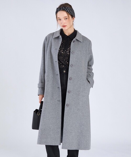 To b. by agnes b.（トゥービーバイアニエスベー）の「ラムウールロングコート（ステンカラーコート・レディース・グレー・40/38/36）」の3枚目の写真