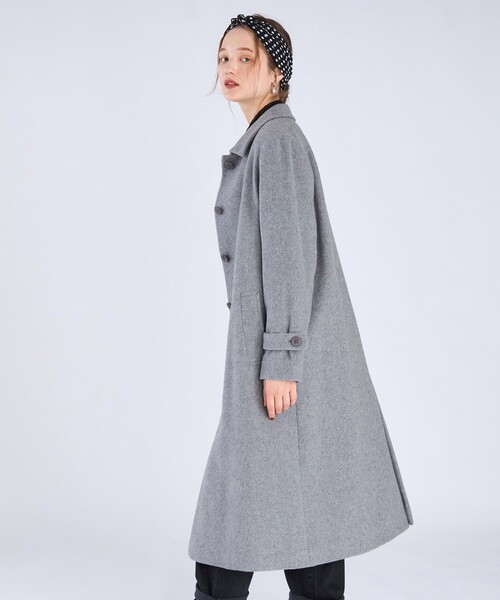 To b. by agnes b.（トゥービーバイアニエスベー）の「ラムウールロングコート（ステンカラーコート・レディース・グレー・40/38/36）」の4枚目の写真