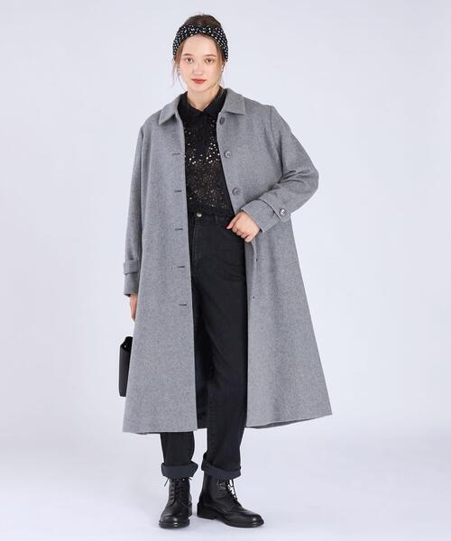 ラムウールロングコート（ステンカラーコート）｜To b. by agnes b