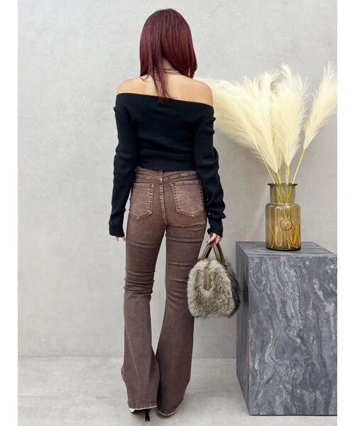 EVRIS（エヴリス）の「サイドドロストオフショルニットトップス（ニット/セーター・レディース・ホワイト/ブラック・FREE）」の16枚目の写真