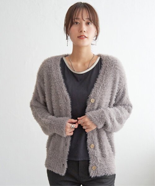 ikka(イッカ)の「フェザーVネックカーディガン(カーディガン/ボレロ・レディース・ブラウン系その他/ベージュ/グレー/ブルー・M/L/S)」の2枚目の写真