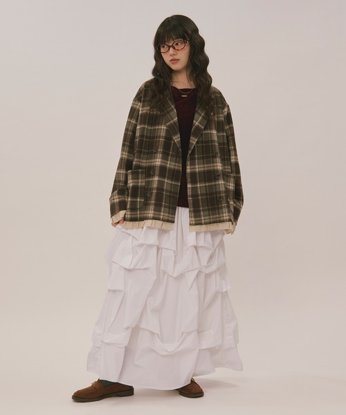loin nuit（ロワンニュイ）の「tuck design volume skirt / タックデザインボリュームスカート（スカート・レディース・ブラック/ブルーグレー/ダークパープル/グレー/オフホワイト・FREE）」の8枚目の写真