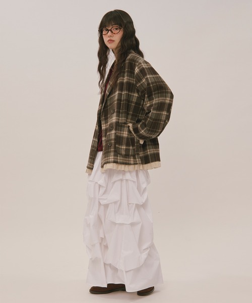 loin nuit（ロワンニュイ）の「tuck design volume skirt / タックデザインボリュームスカート（スカート・レディース・ブラック/ブルーグレー/ダークパープル/グレー/オフホワイト・FREE）」の10枚目の写真