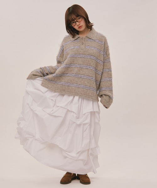 loin nuit（ロワンニュイ）の「tuck design volume skirt / タックデザインボリュームスカート（スカート・レディース・ブラック/ブルーグレー/ダークパープル/グレー/オフホワイト・FREE）」の12枚目の写真