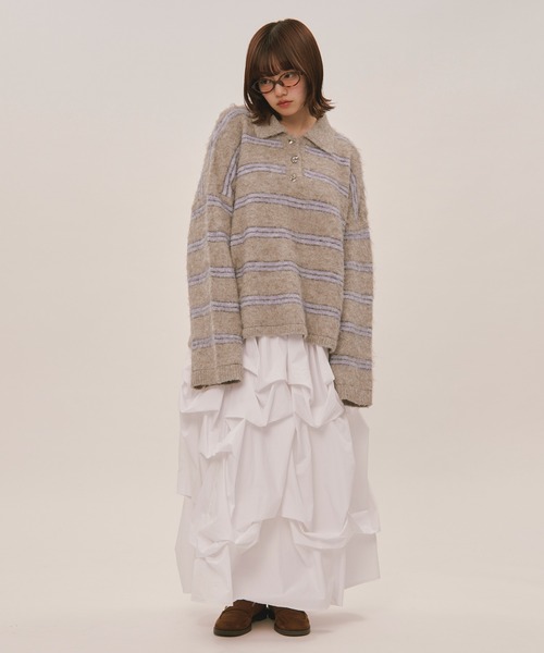 loin nuit（ロワンニュイ）の「tuck design volume skirt / タックデザインボリュームスカート（スカート・レディース・ブラック/ブルーグレー/ダークパープル/グレー/オフホワイト・FREE）」の13枚目の写真