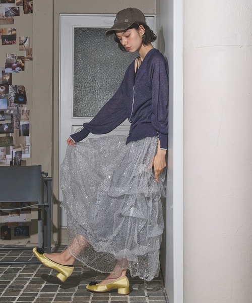 loin nuit（ロワンニュイ）の「tuck design volume skirt / タック