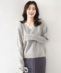 OFUON le MK | 【2025AW】Vネックレース片畦編みニット/洗える/WEB限定サイズあり(ニット/セーター)