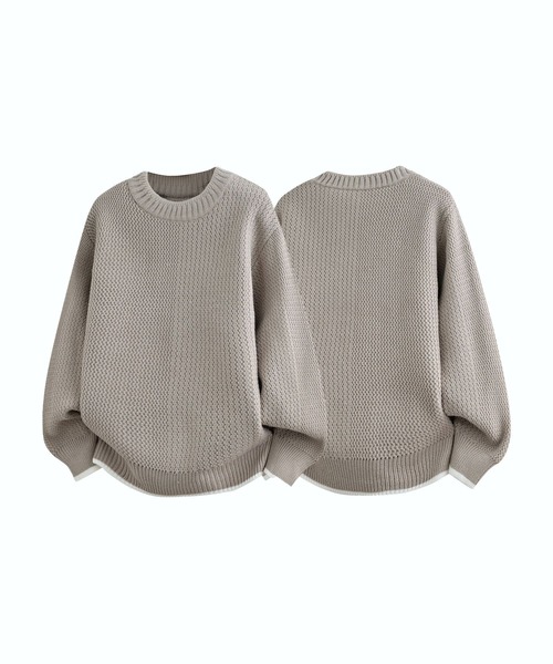 aimoha（アイモハ）の「ワッフル編み ニットプルオーバー/Waffle knit pullover（ニット/セーター・メンズ・ホワイト/ベージュ/ダークグレー/ブラック・XXXX-LARGE/XXX-LARGE/XX-LARGE）」の4枚目の写真
