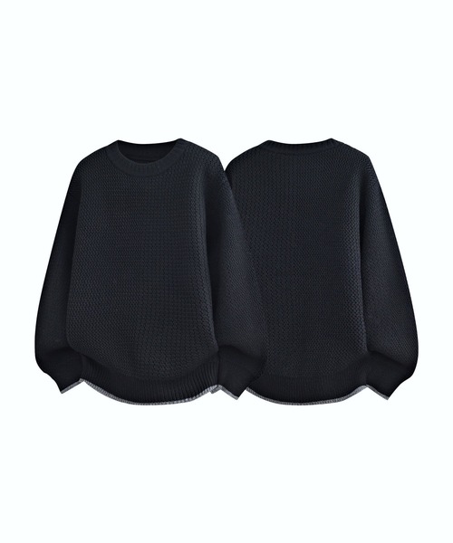 aimoha（アイモハ）の「ワッフル編み ニットプルオーバー/Waffle knit pullover（ニット/セーター・メンズ・ホワイト/ベージュ/ダークグレー/ブラック・XXXX-LARGE/XXX-LARGE/XX-LARGE）」の3枚目の写真