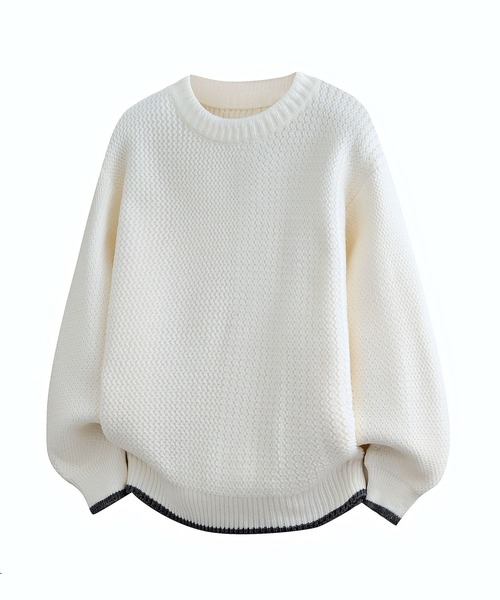 aimoha（アイモハ）の「ワッフル編み ニットプルオーバー/Waffle knit pullover（ニット/セーター・メンズ・ホワイト/ベージュ/ダークグレー/ブラック・XXXX-LARGE/XXX-LARGE/XX-LARGE）」の8枚目の写真