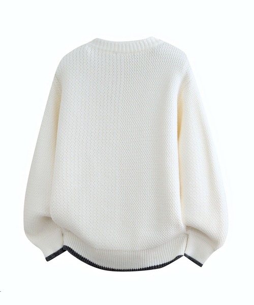 aimoha（アイモハ）の「ワッフル編み ニットプルオーバー/Waffle knit pullover（ニット/セーター・メンズ・ホワイト/ベージュ/ダークグレー/ブラック・XXXX-LARGE/XXX-LARGE/XX-LARGE）」の9枚目の写真