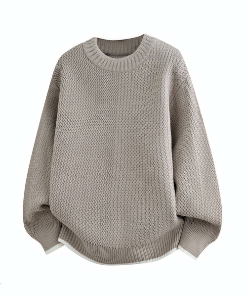 aimoha（アイモハ）の「ワッフル編み ニットプルオーバー/Waffle knit pullover（ニット/セーター・メンズ・ホワイト/ベージュ/ダークグレー/ブラック・XXXX-LARGE/XXX-LARGE/XX-LARGE）」の12枚目の写真