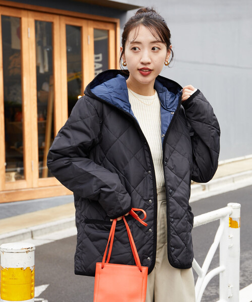 FREAK'S STORE（フリークスストア）の「限定展開 TAION/タイオン CITY PIPING HOOD DOWN CARDIGAN/シティ パイピング フード ダウン カーディガン (ダウンジャケット)（ダウンジャケット/コート・レディース・ベージュ/オリーブ/ブラック・MEDIUM/LARGE）」の4枚目の写真