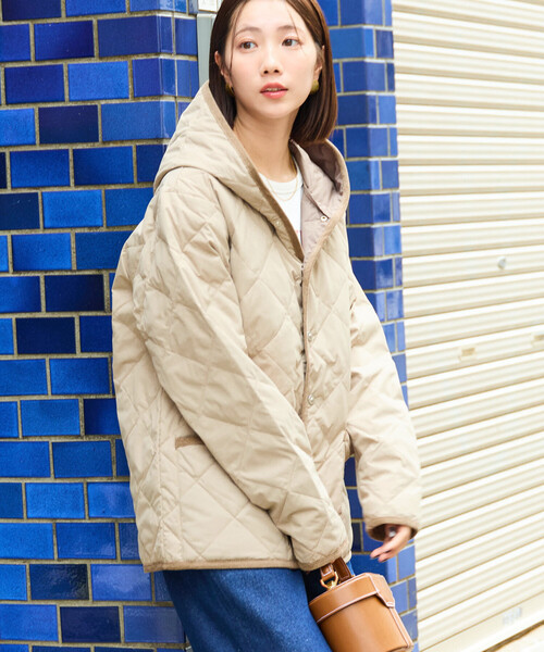 FREAK'S STORE（フリークスストア）の「限定展開 TAION/タイオン CITY PIPING HOOD DOWN CARDIGAN/シティ パイピング フード ダウン カーディガン (ダウンジャケット)（ダウンジャケット/コート・レディース・ベージュ/オリーブ/ブラック・MEDIUM/LARGE）」の9枚目の写真