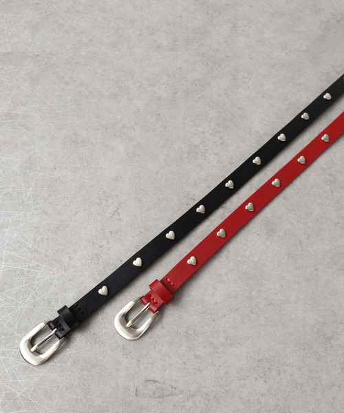 Three Four Time（ｽﾘｰﾌｫｰﾀｲﾑ）の「ハートスタッズベルト（ベルト・レディース・ブラック/レッド・FREE）」の3枚目の写真