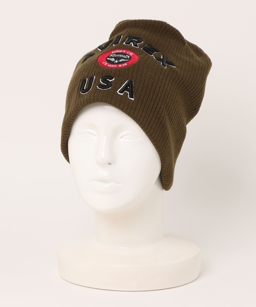 AVIREX（アヴィレックス）の「【RES】【AVIREX】ロングアクリルニットワッチ（ニットキャップ/ビーニー・メンズ・チャコールグレー/カーキ・FREE）」の4枚目の写真