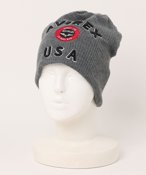AVIREX（アヴィレックス）の「【RES】【AVIREX】ロングアクリルニットワッチ（ニットキャップ/ビーニー・メンズ・チャコールグレー/カーキ・FREE）」の3枚目の写真