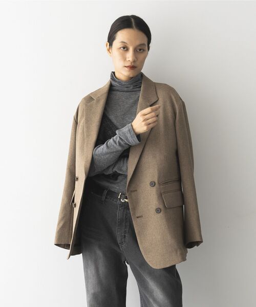 GARAGE OF GOOD CLOTHING（ガレージオブグッドクロージング）の「【日本製】ダブルブレストジャケット（テーラードジャケット・レディース・キャメル/ブラウン/グレー・FREE）」の3枚目の写真