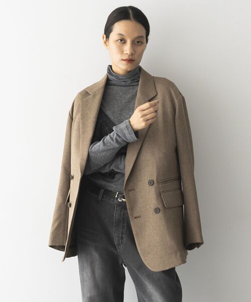 GARAGE OF GOOD CLOTHING（ガレージオブグッドクロージング）の「【日本製】ダブルブレストジャケット（テーラードジャケット・レディース・キャメル/ブラウン/グレー・FREE）」の4枚目の写真