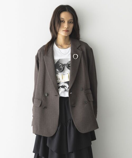 GARAGE OF GOOD CLOTHING（ガレージオブグッドクロージング）の「【日本製】ダブルブレストジャケット（テーラードジャケット・レディース・キャメル/ブラウン/グレー・FREE）」の6枚目の写真