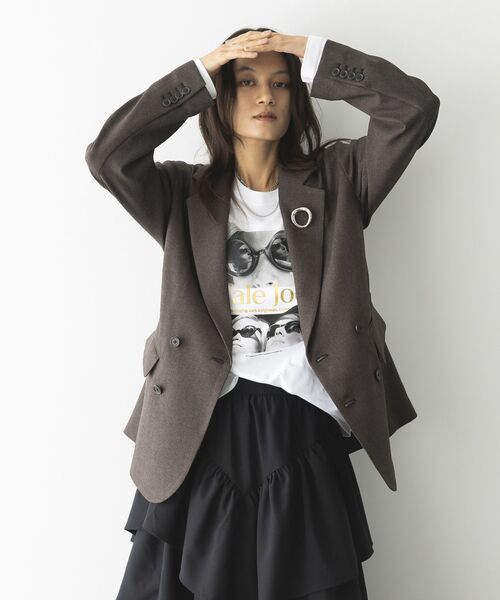 GARAGE OF GOOD CLOTHING（ガレージオブグッドクロージング）の「【日本製】ダブルブレストジャケット（テーラードジャケット・レディース・キャメル/ブラウン/グレー・FREE）」の7枚目の写真