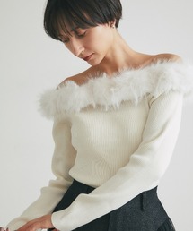 2WAYファーオフショルニット