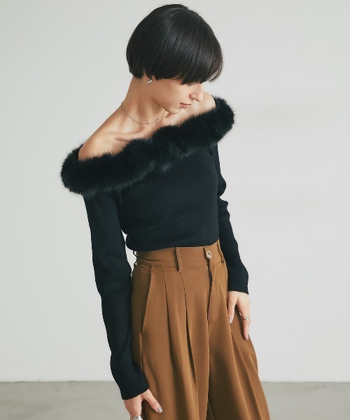 セール】2WAYファーオフショルニット（ニット/セーター