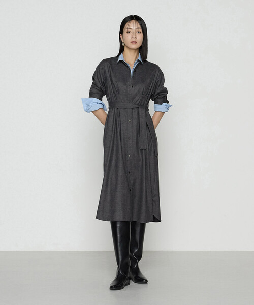 K.T KIYOKO TAKASE（キヨコタカセ）の「ストレッチウールサキソニー ドレス（ワンピース・レディース・ベージュ系その他/グレー・9号）」の2枚目の写真