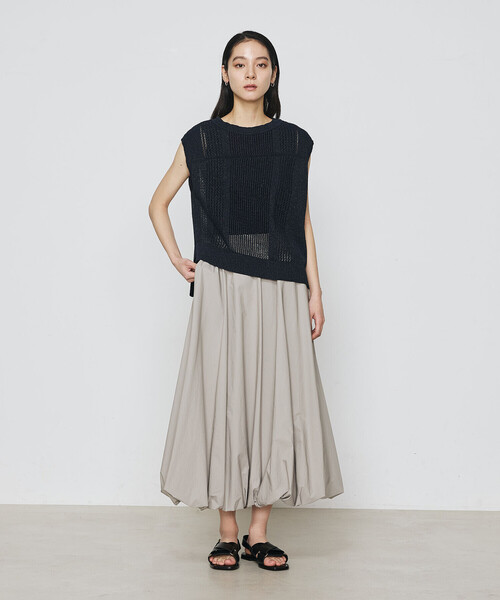 Gabardine K.T（ギャバジンケーティー）の「【2WAY】和紙×peフリーゼヤーン スクエアメッシュベスト（ベスト・レディース・ネイビー/グレー/オフホワイト・9号）」の14枚目の写真