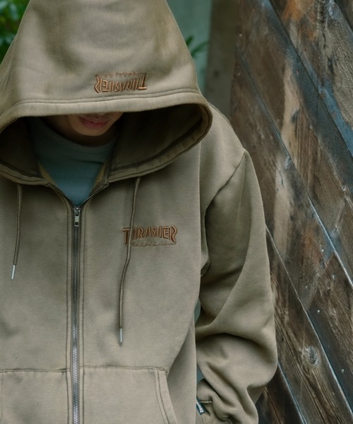 セール】HOMETOWN emb PIGMENT SWEAT ZIP PARKA/THRASHER スラッシャー