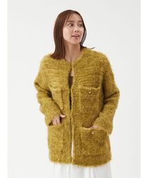 金釦パッチポケットコンパクトツィードジャケット（ノーカラー