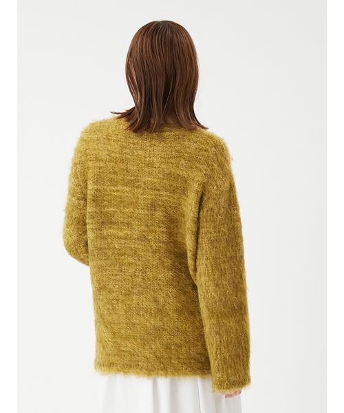 金釦ラメシャギーツイードニットジャケット（ノーカラージャケット