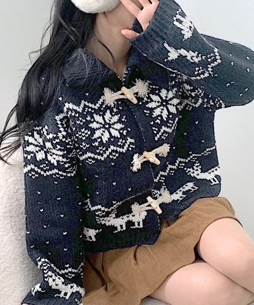 ノルディック柄ダッフルカーディガン（カーディガン/ボレロ）｜Riff