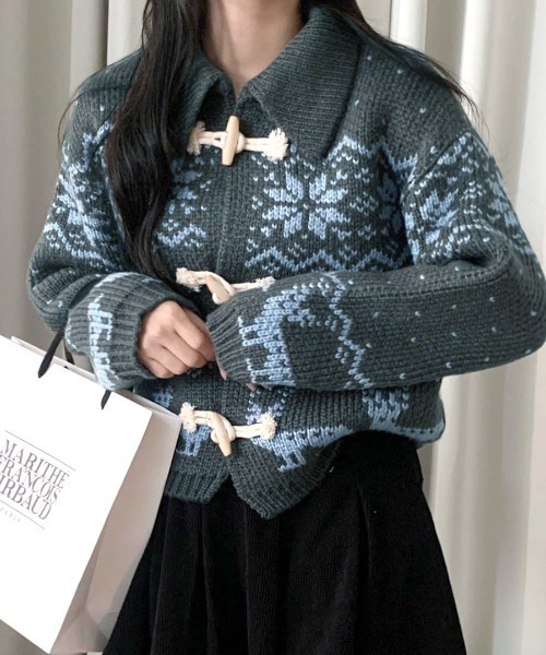 ノルディック柄ダッフルカーディガン（カーディガン/ボレロ）｜Riff