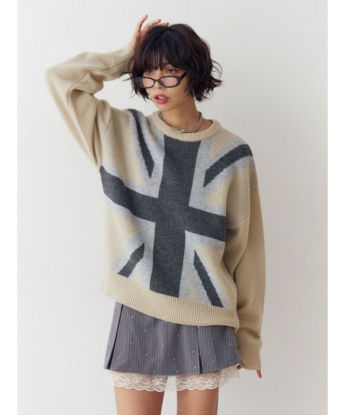 jouetie(ジュエティ)の「UnionJackジャガードルーズニット(ニット/セーター・レディース・アイボリー/ブラック/ネイビー・MEDIUM)」の22枚目の写真