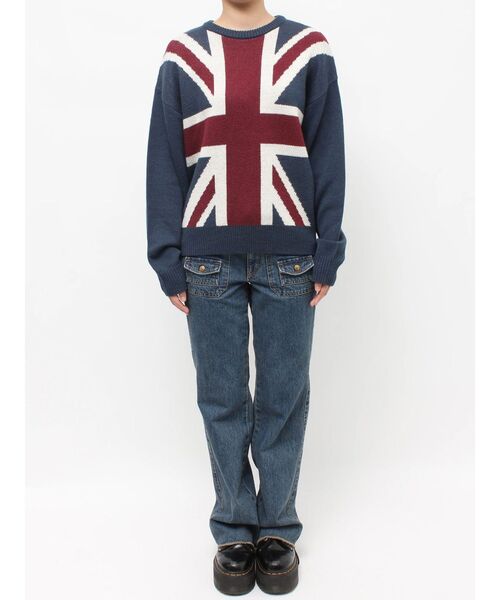 jouetie(ジュエティ)の「UnionJackジャガードルーズニット(ニット/セーター・レディース・アイボリー/ブラック/ネイビー・MEDIUM)」の12枚目の写真