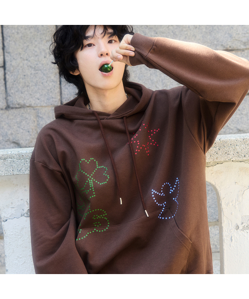 GRAVER（グレーバー）の「[ユニセックス]グレードットセット フードパーカー_3カラー（パーカー・レディース・杢グレー/ホワイト/ブラウン・SMALL/MEDIUM/LARGE）」の3枚目の写真