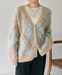 ear PAPILLONNER（イアパピヨネ）の「アーガイルニットカーディガン【SUM1 STYLE】（カーディガン/ボレロ）」