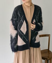 ear PAPILLONNER | アーガイルニットカーディガン【SUM1 STYLE】(カーディガン/ボレロ)